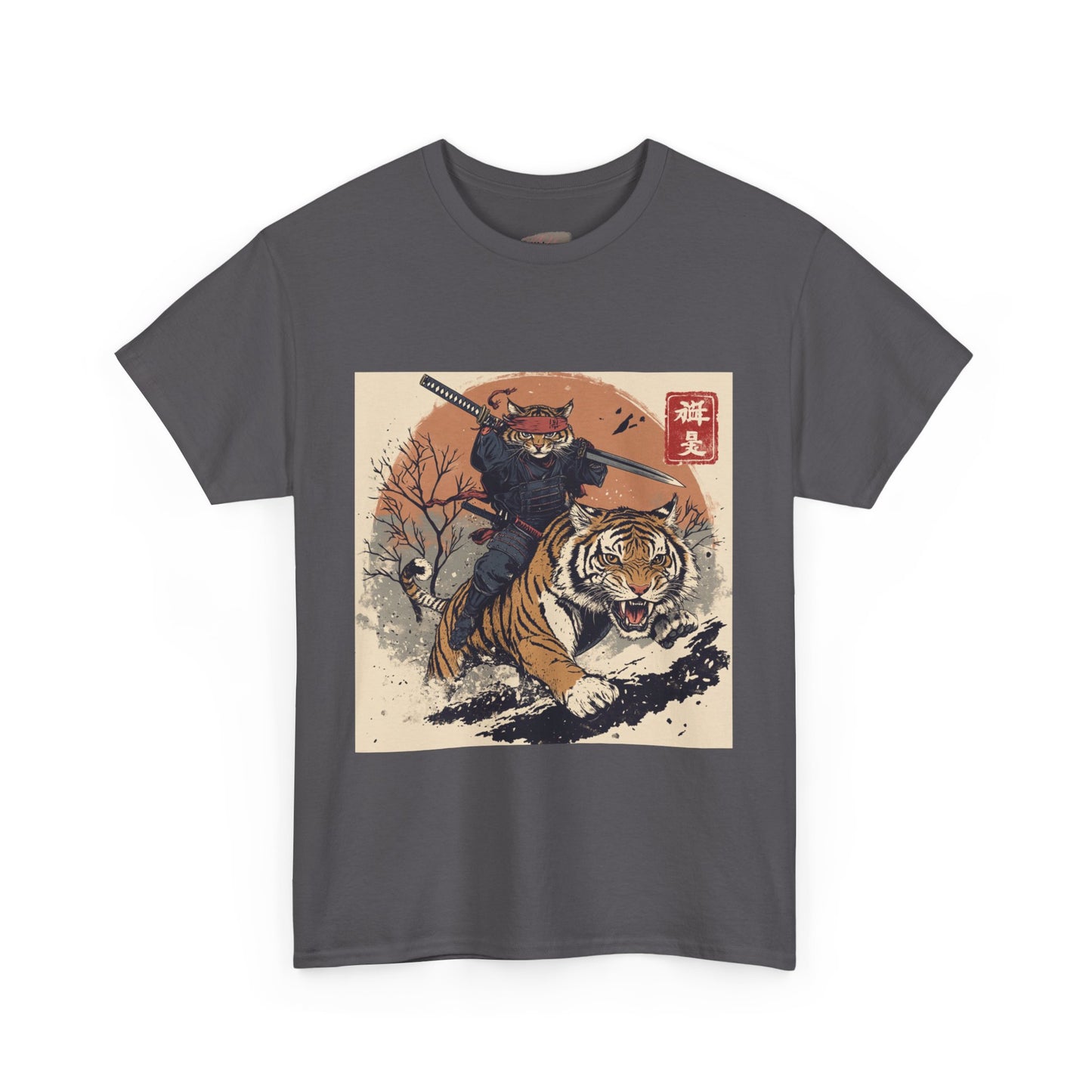 Samurai Cat Rides Fierce Tiger T-shirt