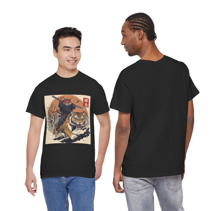 Samurai Cat & Tiger Sunset T-Shirt