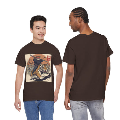 Samurai Cat & Tiger Sunset T-Shirt