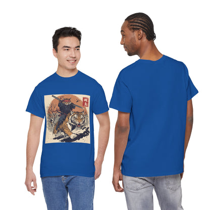 Samurai Cat & Tiger Sunset T-Shirt