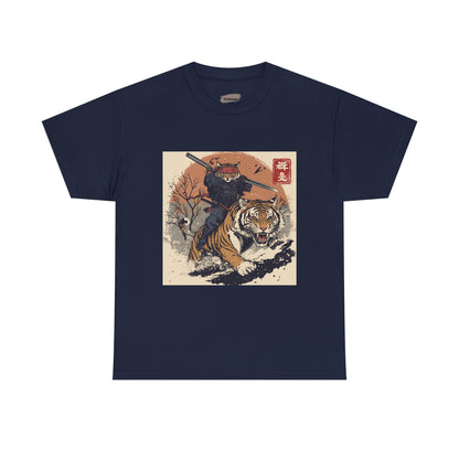 Samurai Cat Rides Fierce Tiger T-shirt
