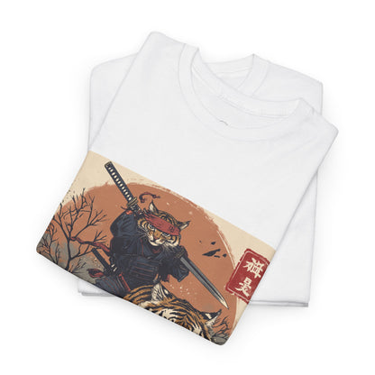 Samurai Cat & Tiger Sunset T-Shirt