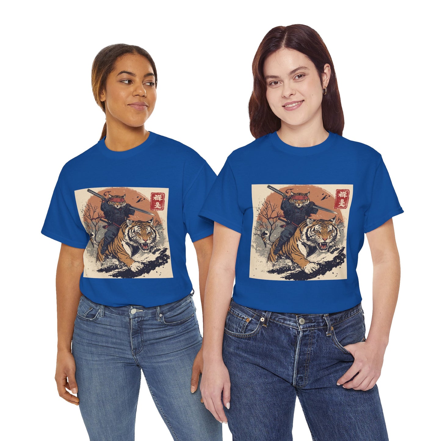 Samurai Cat & Tiger Sunset T-Shirt