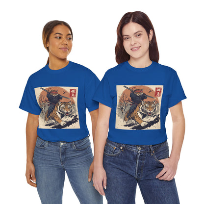 Samurai Cat & Tiger Sunset T-Shirt