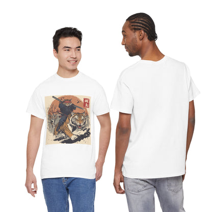 Samurai Cat & Tiger Sunset T-Shirt