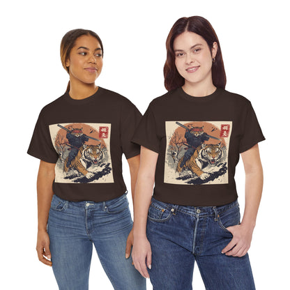 Samurai Cat & Tiger Sunset T-Shirt