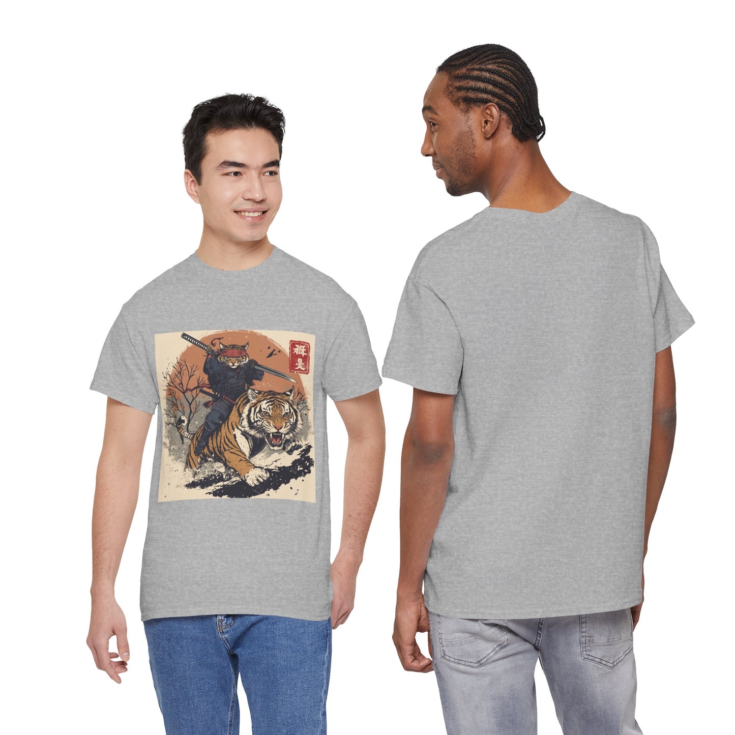 Samurai Cat & Tiger Sunset T-Shirt