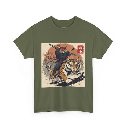 Samurai Cat Rides Fierce Tiger T-shirt