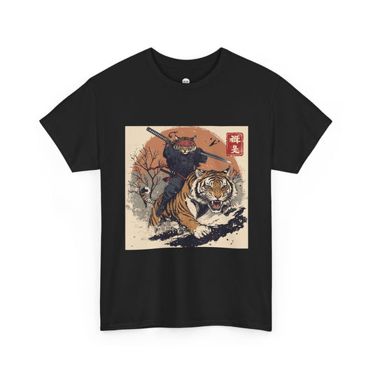 Samurai Cat & Tiger Sunset T-Shirt