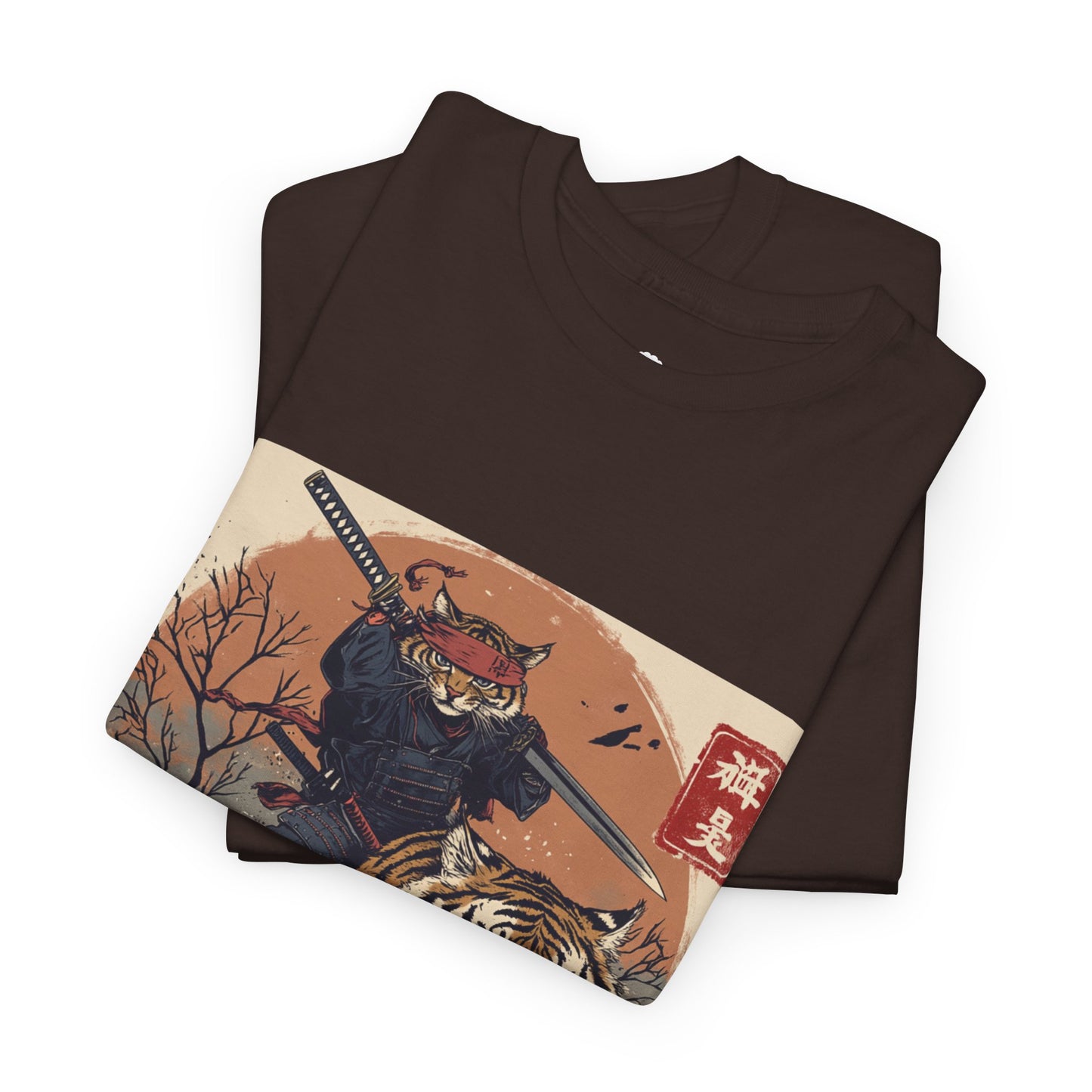 Samurai Cat & Tiger Sunset T-Shirt