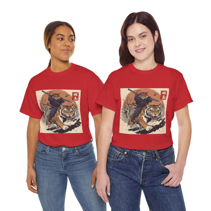 Samurai Cat & Tiger Sunset T-Shirt