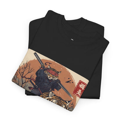 Samurai Cat & Tiger Sunset T-Shirt